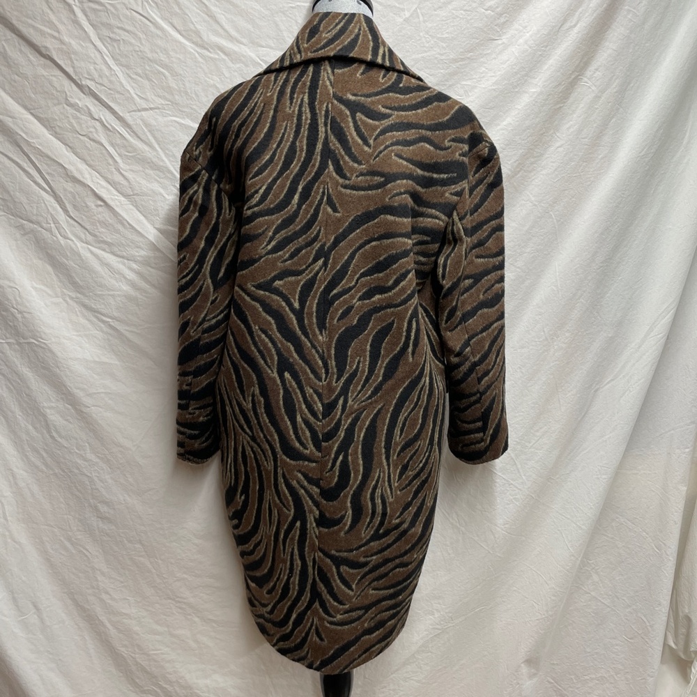 Zara Basic Zebra Print Double Breasted Long Coat … - image 4